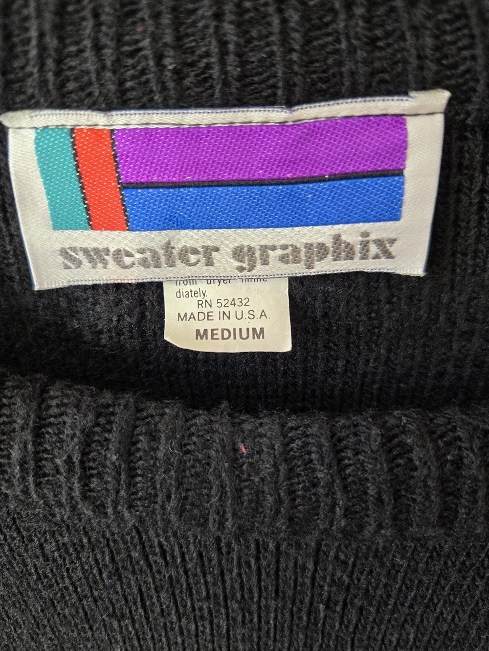 Vintage 80s Sweater Graphix Geometric Colorblock Knit Pullover Medium - Picture 9 of 10